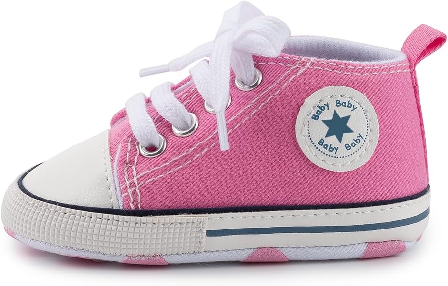 Meckior Baby Girls Boys Canvas Sneakers Soft Sole High-Top Ankle Infant First - Image 9