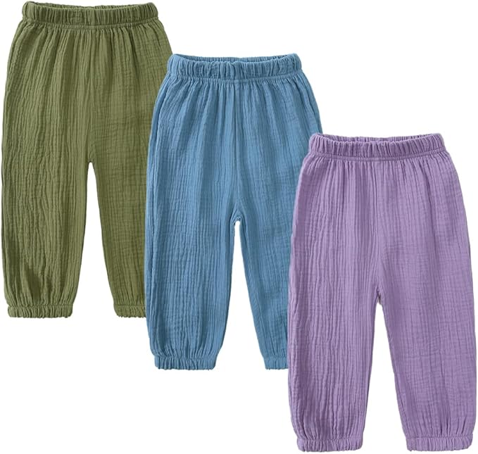 MYGBCPJS Baby Boys Girls Cotton Linen Trousers Kids Casual Ankle Pants Loose by MYGBCPJS