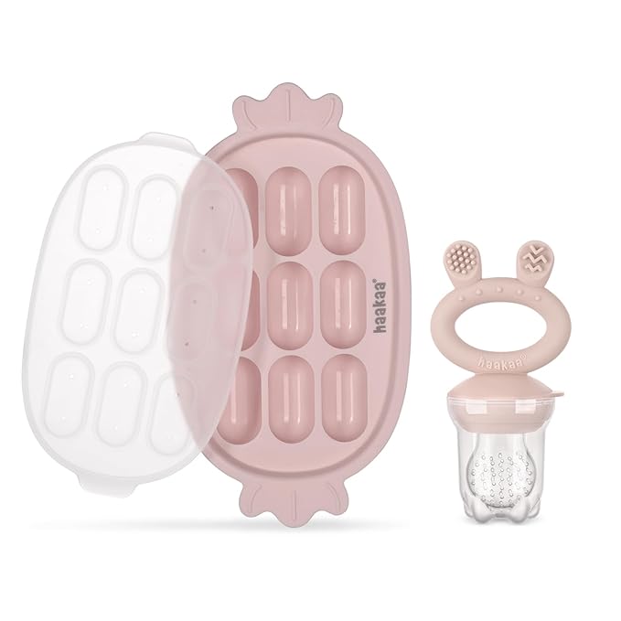 Haakaa Baby Fruit Food Feeder & Silicone Freezer Nibble Tray Combo by haakaa