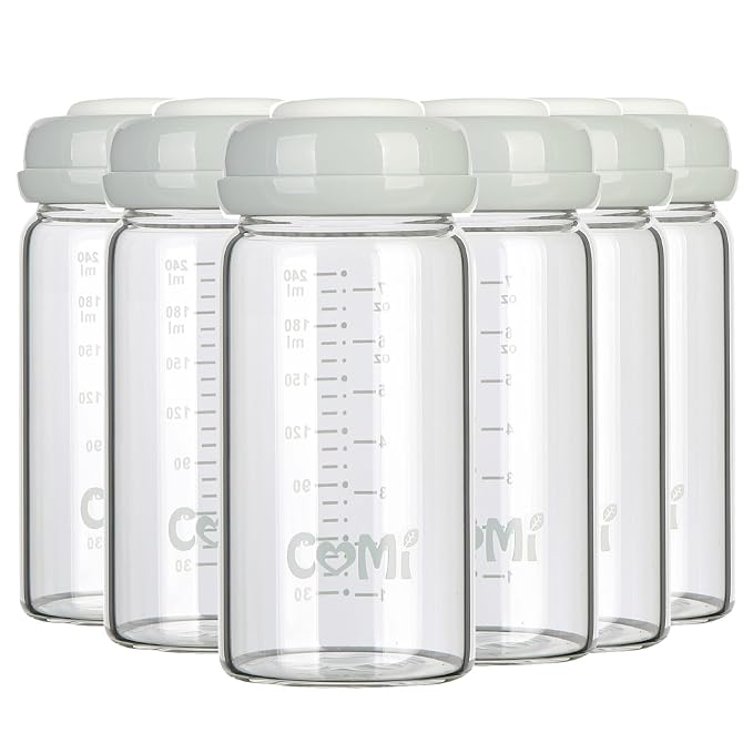 COMI Wide Neck Glass Breastmilk Collection n Storage Bottle, 8oz by COMI