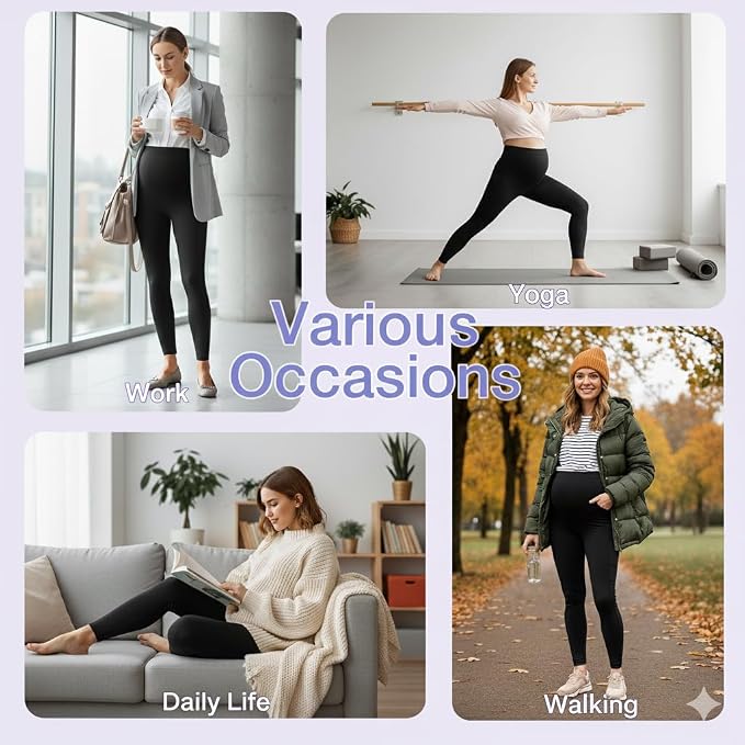 GROTEEN 3 Pack Women's Maternity Leggings - Image 5