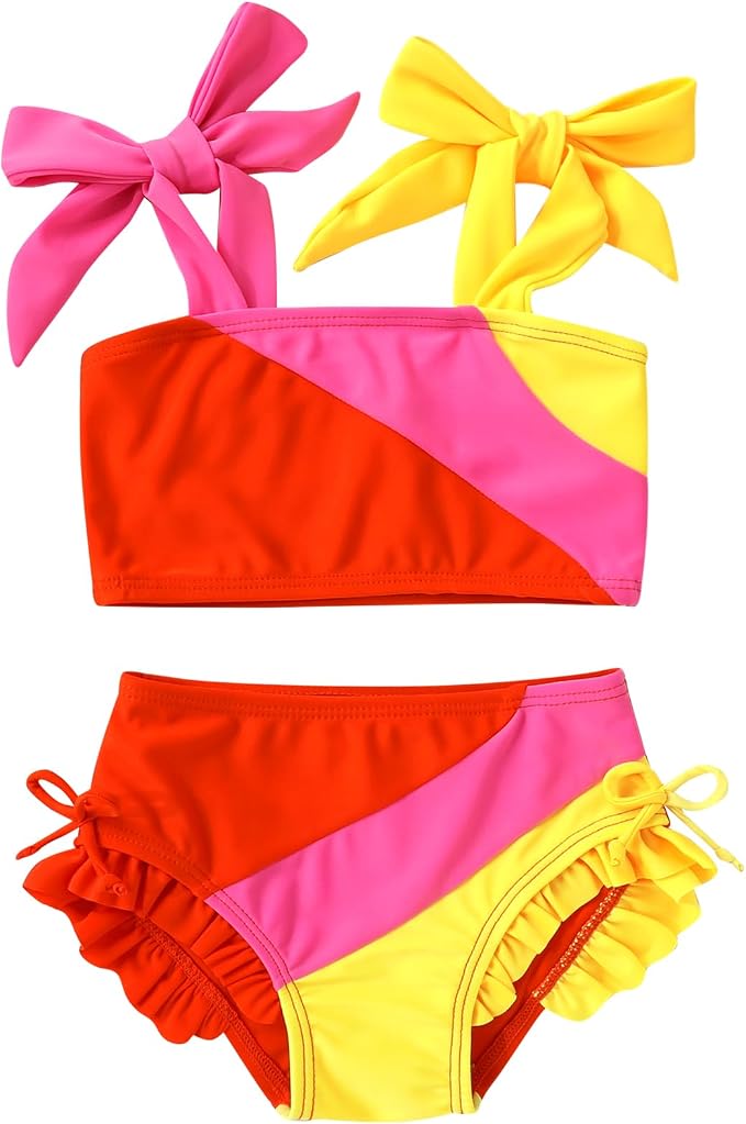 Toddler Swimsuit Girl Color Block Stripe Swimwear Baby Girl Summer Beach by MAMAMI