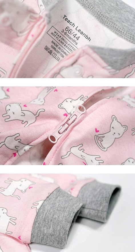 Teach Leanbh Baby 2-Pack Footless Pajamas Cotton Long Sleeve Printing 2 Way - Image 4