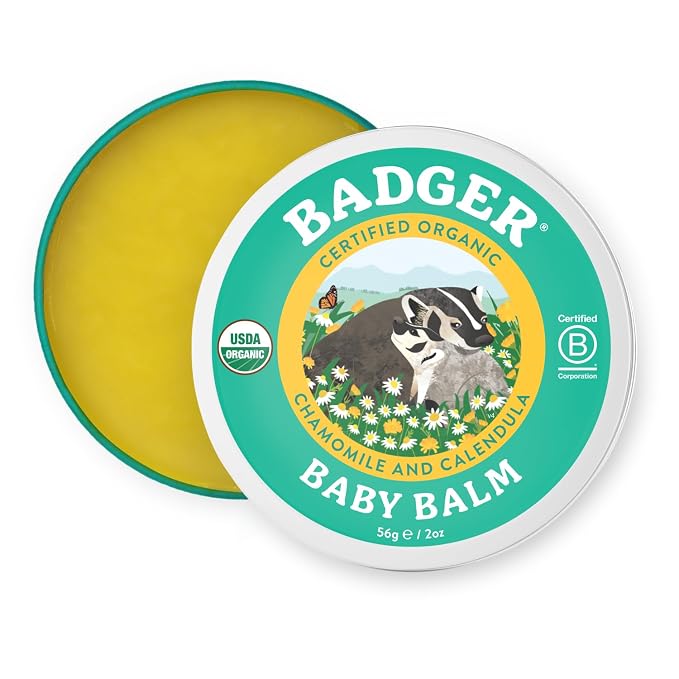 Badger Baby Balm, Organic Calendula Cream, Soothes Diaper Rash, Cradle Cap & by Badger