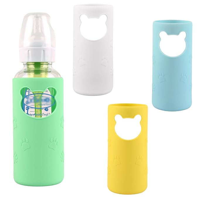 4 Pack Silicone Sleeves for Dr Brown's Glass Baby Bottles, Anti Breakage Baby by HUAKENER