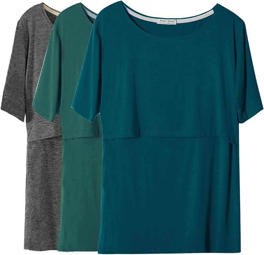 Smallshow Women's Maternity Nursing Tops Short Sleeve Breastfeeding Clothes by Smallshow