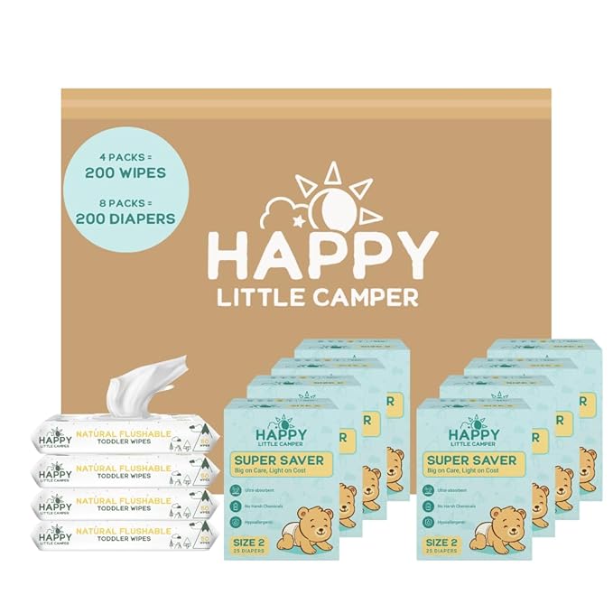 Happy Little Camper Ultra-Absorbent Super Saver Baby Diapers Size 2 by HappyLittleCamper