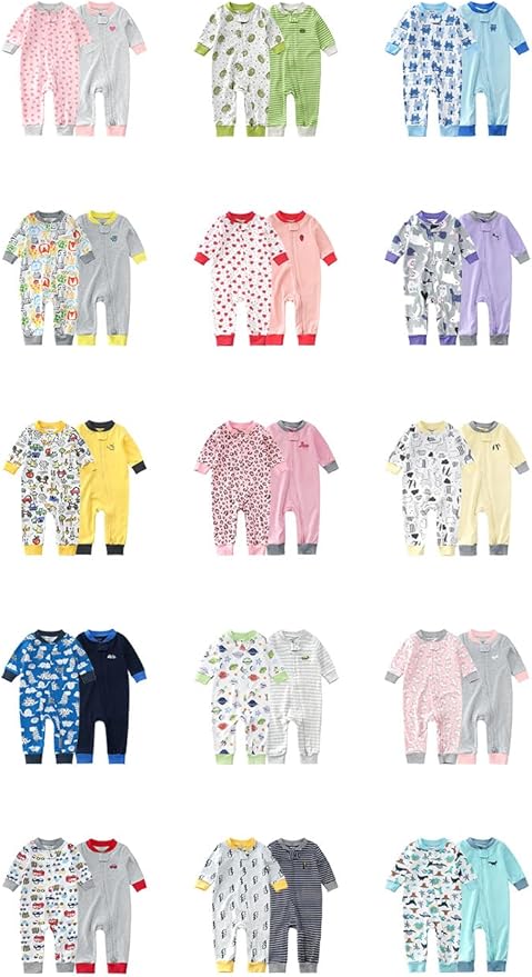 Teach Leanbh Baby 2-Pack Footless Pajamas Cotton Long Sleeve Printing 2 Way - Image 5