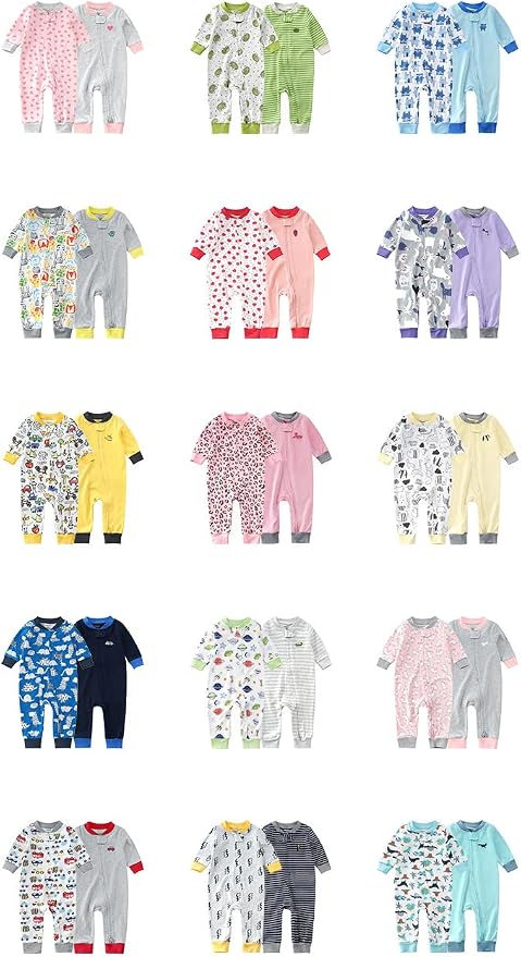 Teach Leanbh Baby 2-Pack Footless Pajamas Cotton Long Sleeve Printing 2 Way - Image 5