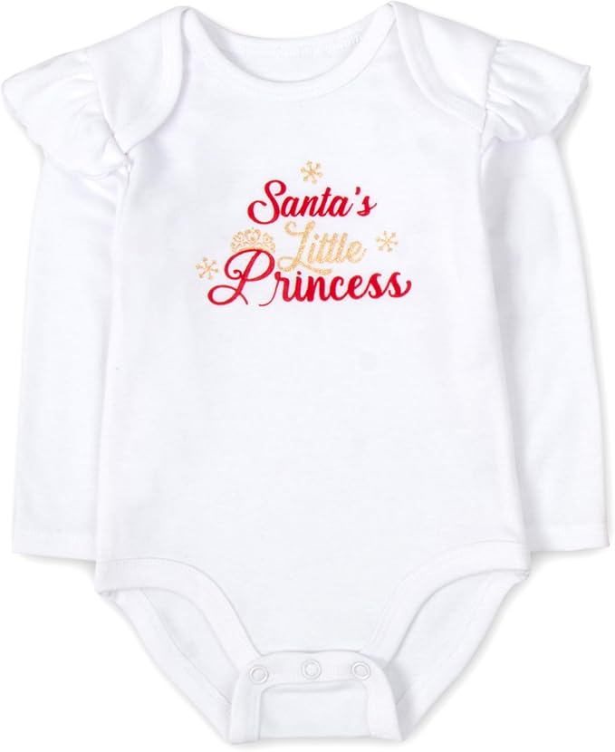 Baby Girl Holiday Outfit 4-Piece Set – Long Sleeve Bodysuit, Tutu Skirt & - Image 3