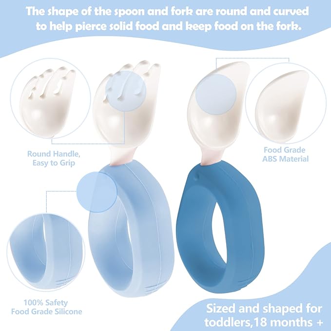 Baby Self Feeding Training Spoon and Fork Set - Image 2
