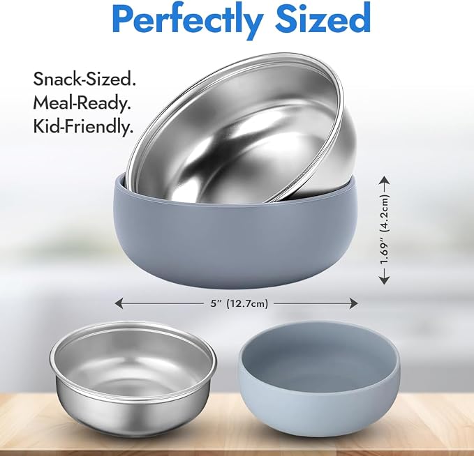 4 Pack Stainless Steel Bowls for Kids - Image 3