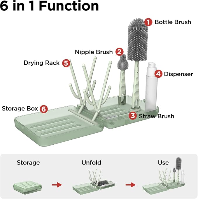 YOTIME Travel Bottle Brush Set, Auto-Open Rack & Vertical Brushs Drying Slots - Image 7