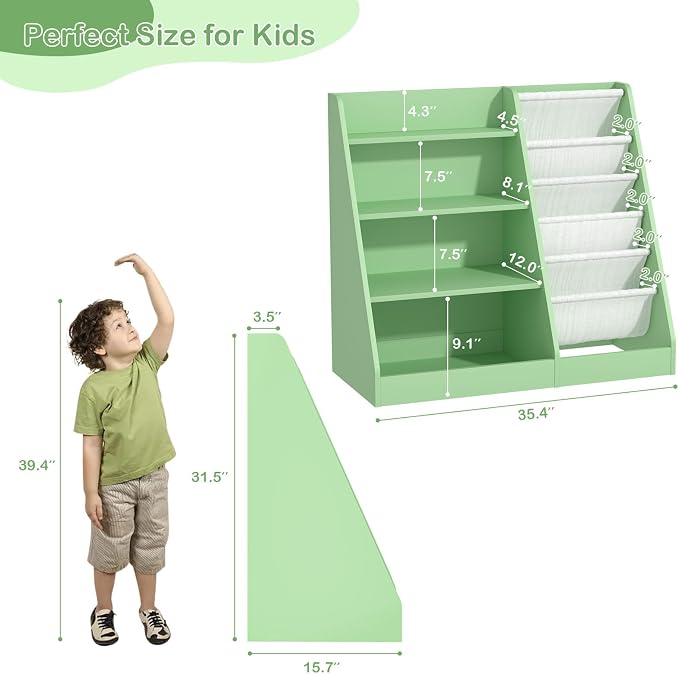 Kids Bookshelf Toddler Bookcase Children Book Rack Baby Toy Storage Organizer - Image 3