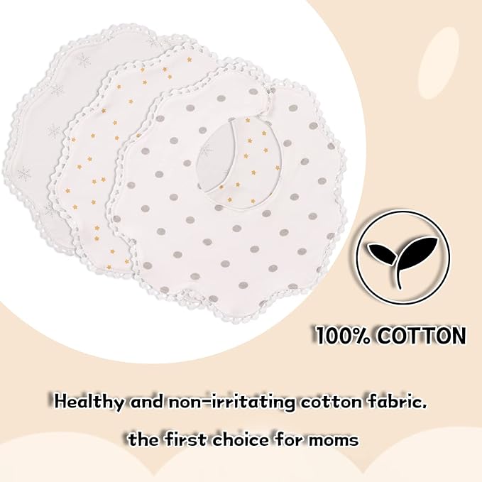 Bamery Baby Bandana Bibs White Cotton Drool Bibs - Image 3
