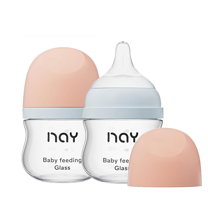 Natural Glass Baby Bottle Wide Neck, Newborn Anti-Colic Baby Bottle, Includes by yanyoyo