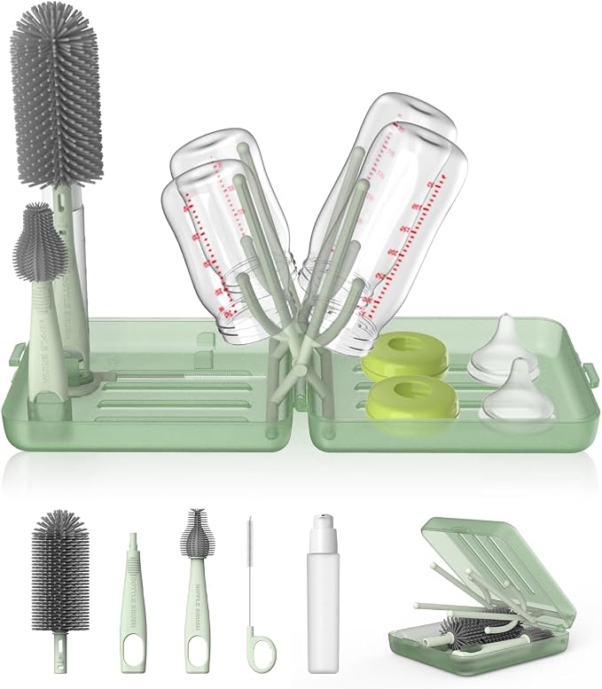 YOTIME Travel Bottle Brush Set, Auto-Open Rack & Vertical Brushs Drying Slots by YOTIME