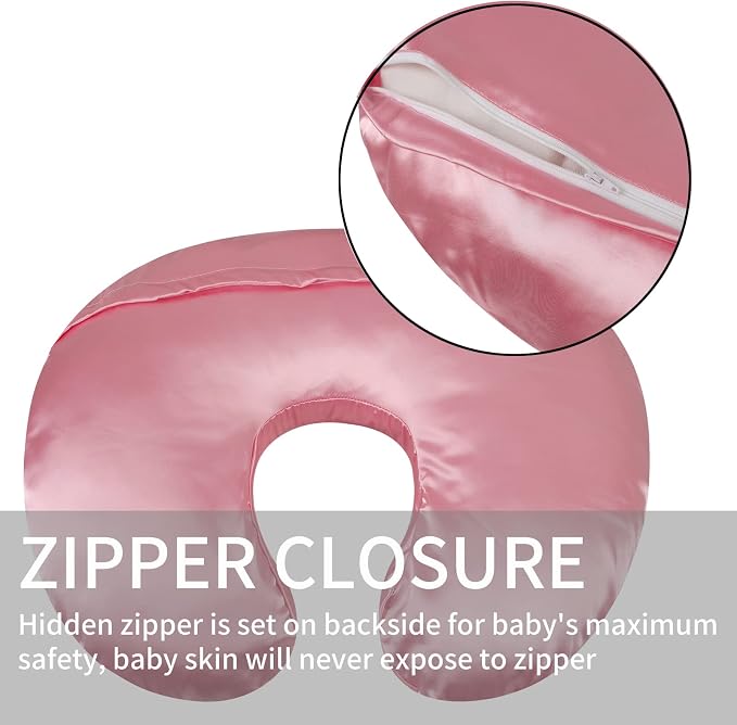 Satin Nursing Pillow Cover Set 2 Pack Ultra Soft Silk Compatible - Image 3