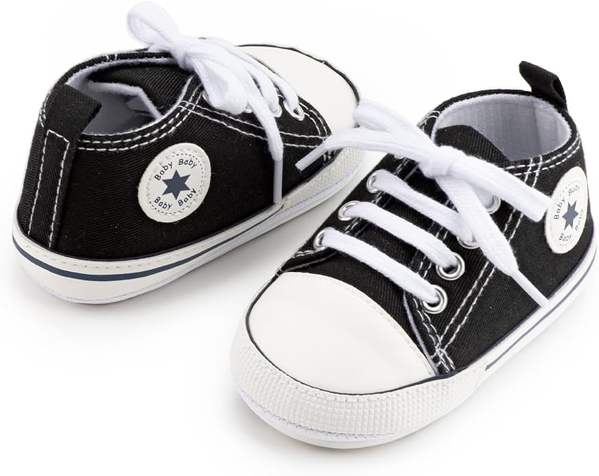 Meckior Baby Girls Boys Canvas Sneakers Soft Sole High-Top Ankle Infant First - Image 5