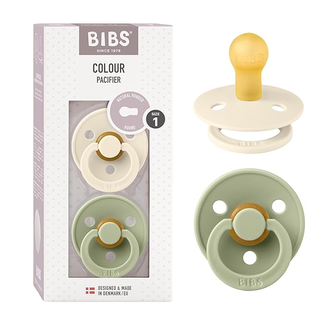 BIBS Pacifiers Colour Collection | Natural Rubber Baby Pacifier | Round Nipple by BIBS
