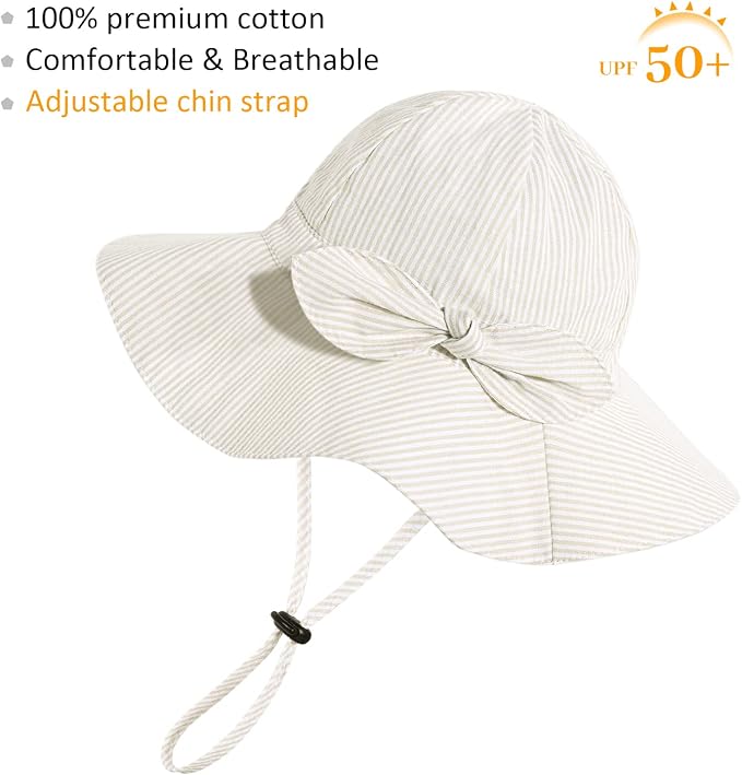 Baby Girl Sun Hat with UPF 50+ Outdoor Adjustable Beach Hat with Wide Brim - Image 2