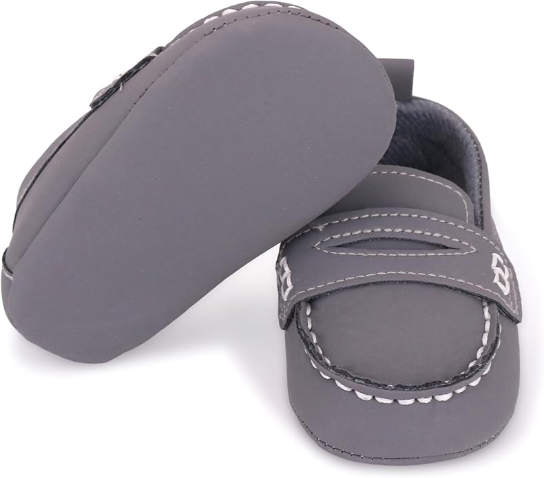 LONSOEN Baby Girls Boys Loafers Prewalker Dress Crib Shoes - Image 5