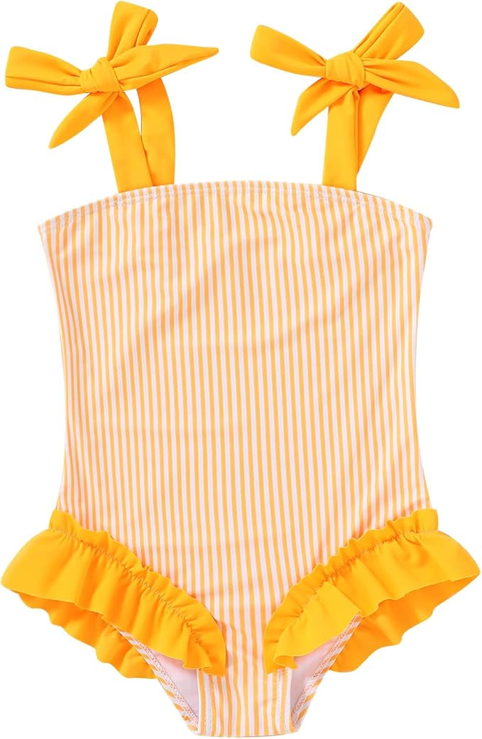 Happy Town Toddler Swimsuit Girl Solid Color Stripe One-Piece Baby Bathing Suits by HappyTown