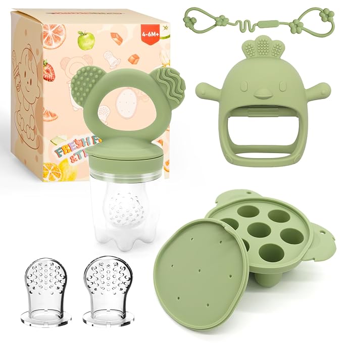 Baby Fruit/Food Feeder with Breastmilk Popsicle Molds & Teether Combo Food by HomeTTER
