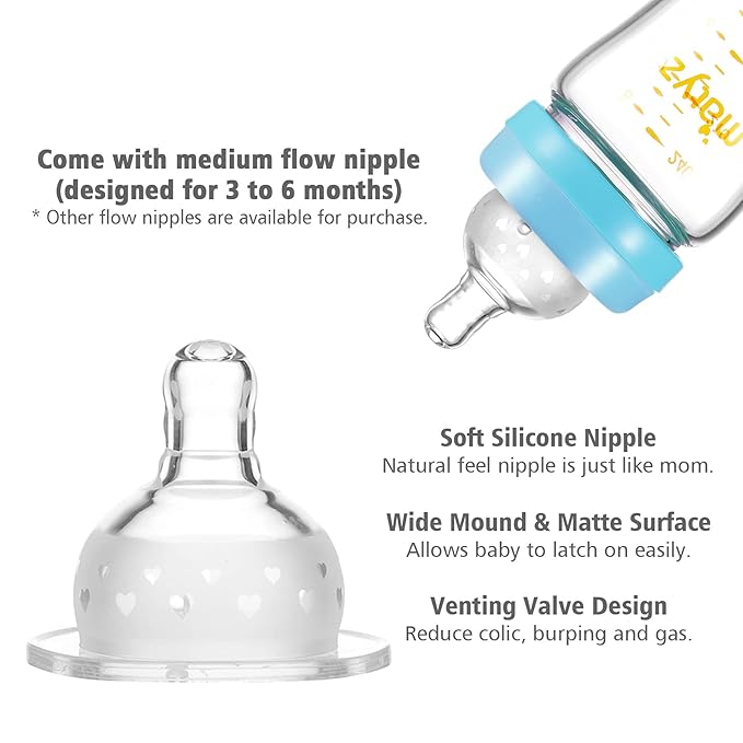 Matyz Glass Breastmilk Baby Feeding Bottle - Image 4