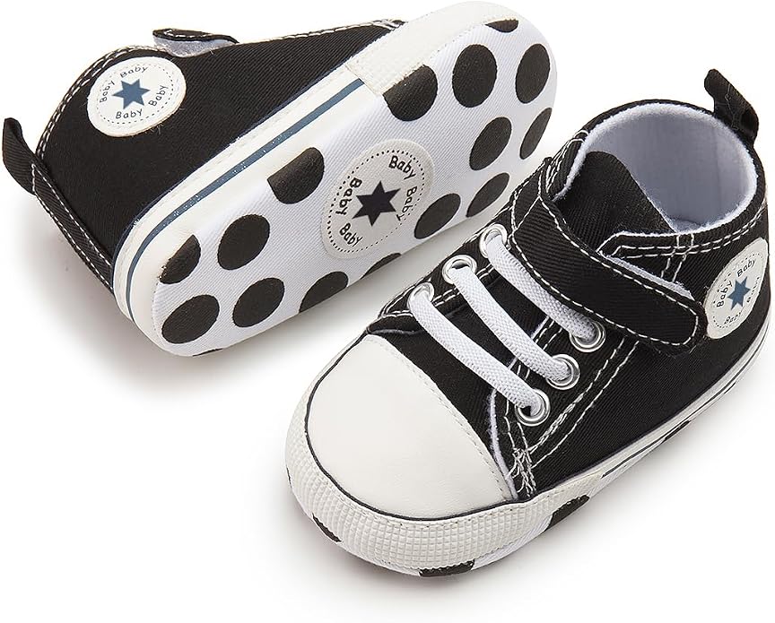 Meckior Baby Girls Boys Canvas Sneakers Soft Sole High-Top Ankle Infant First by Meckior