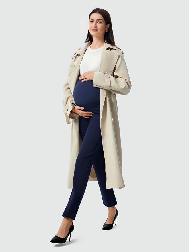 AFITNE Maternity Pants for Work Over The Belly Straight Leg Dress Slacks - Image 6
