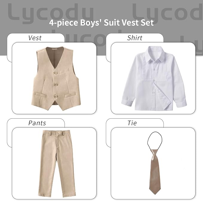 Boys Vest Set Formal Dress Suits Wedding Outfit Dresswear - Image 2