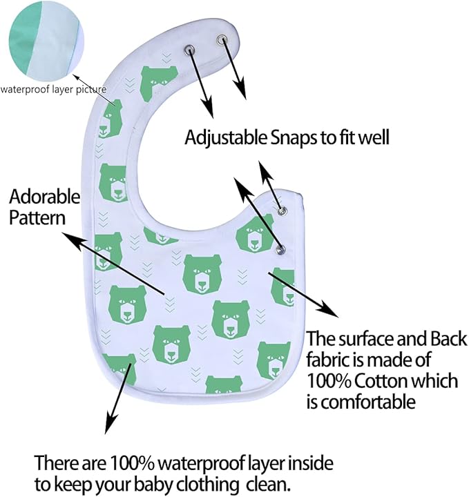 Maiwa 6 Pack Waterproof Cotton Baby Bibs - Image 2