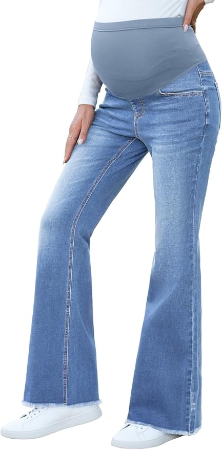 BLENCOT Maternity Jeans for Women Over Belly Pregnancy Pants Comfy Pregnant by BLENCOT