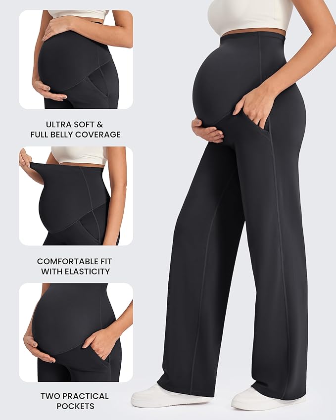 G4Free Maternity Pants Over The Belly Yoga Dress Work Pregnancy Pants Stretchy - Image 6
