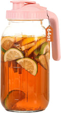 Glass Pitcher with Lid, 64 OZ Mason Jar Pitcher Double Leak Proof, 2 Quart by Mihlapi