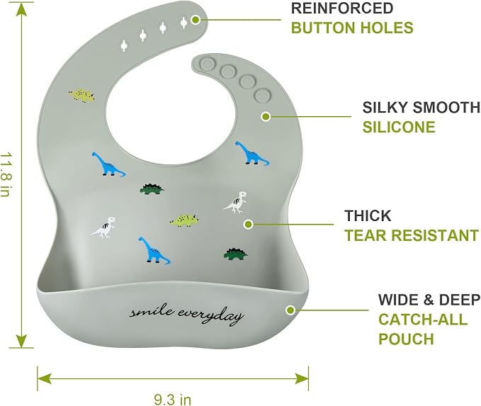 Accmor Silicone Baby Bibs, Waterproof Soft Bibs - Image 8