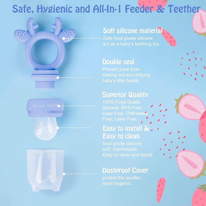 Baby Solids/Frozen Fruit Feeder Pacifier, Infant Teether Toy 4M+, BPA-Free - Image 2