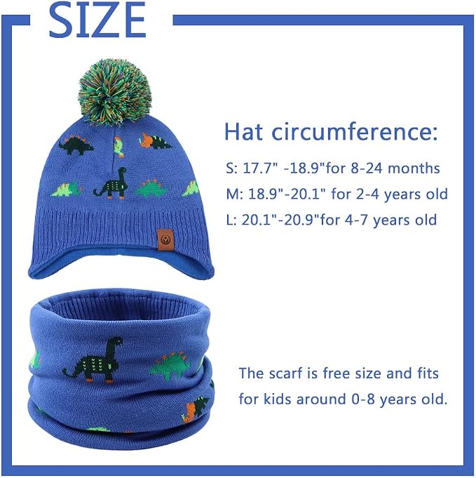 JANGANNSA Knitted Baby Hat Scarf Set Winter Warm Boys Girls Beanie Fleece - Image 10