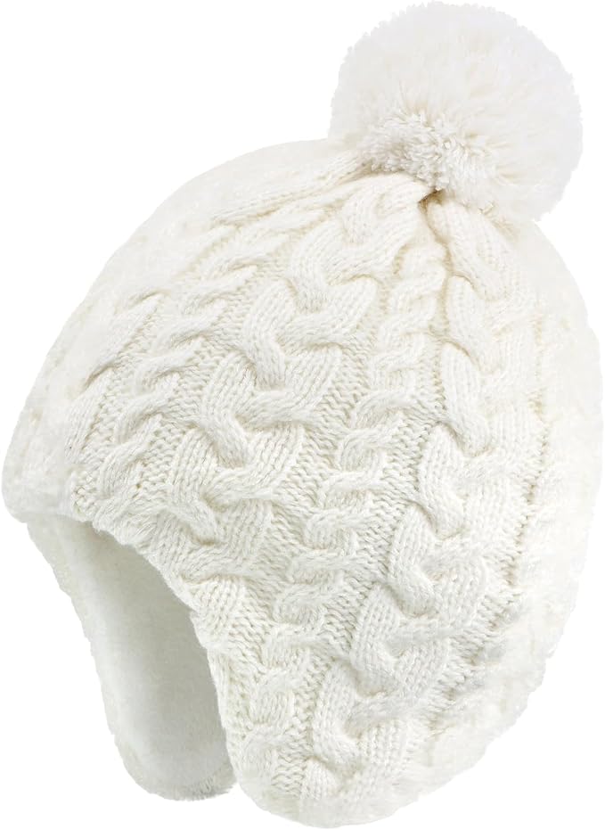 Duoyeree Kids Beanie Hat for Boys Girls Pom-pom Kint Hats Cozy Lining Winter by Duoyeree