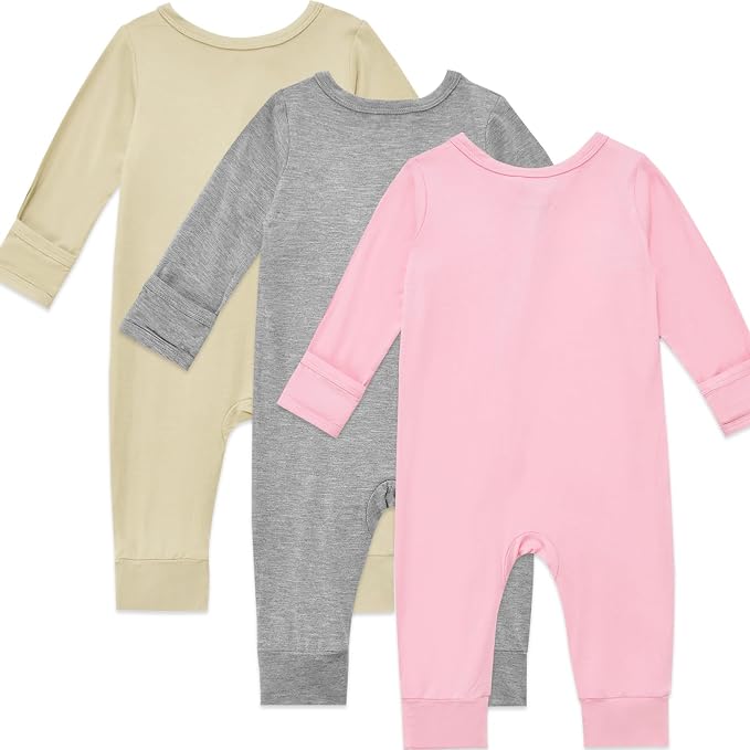 Aablexema Baby Footless Pajamas Rayon 3pcs Unisex Infant Zipper Romper - Image 2