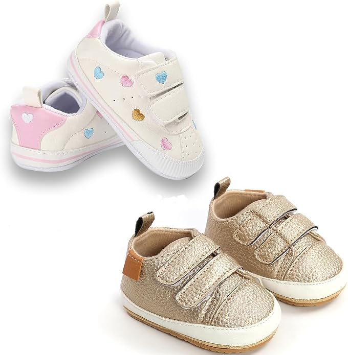 2Pairs Baby Shoes, Boys Girls Non-Slip Rubber Sole Sneakers, Unisex Infant Soft - Image 5