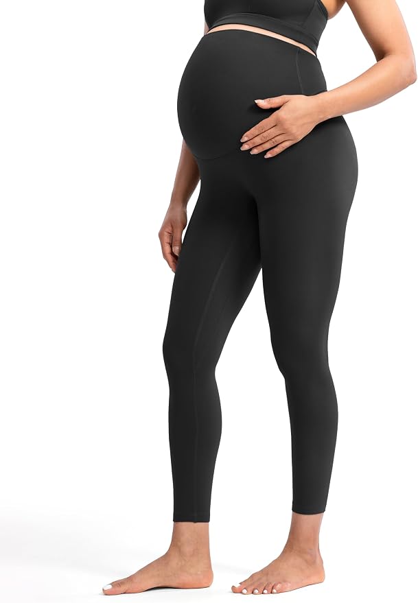 POSHDIVAH Women's Creamluxe Maternity Leggings 25"/28" Over The Belly Pregnancy by Poshdivah