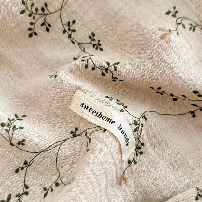 BuLuTu 100% Cotton Muslin Floral Pillowcase Standard Size Soft Breathable Gauze - Image 4