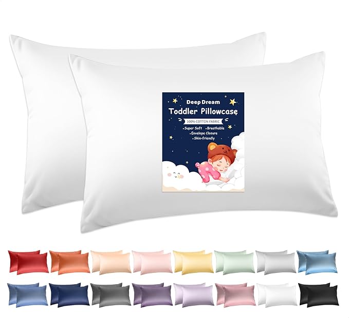 Deep Dream 100% Cotton Toddler Pillowcases Set of 2, 13x18 Inches Fits Baby by DeepDream