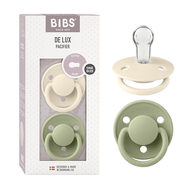 BIBS Pacifiers - De Lux Collection | BPA-Free Round Nipple | Silicone | Made in by BIBS