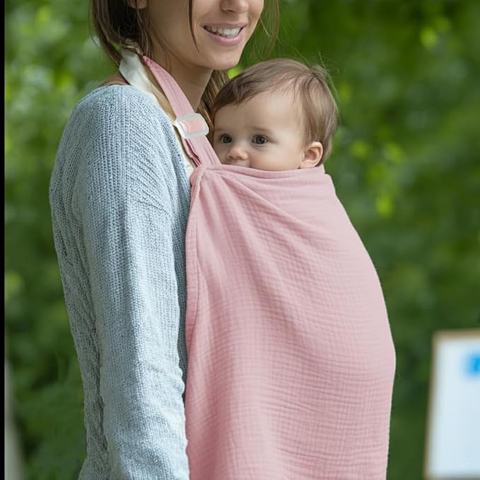 Muslin Nursing Covers for Breastfeeding, Arch Neckline Breast Feeding Covers - Image 8