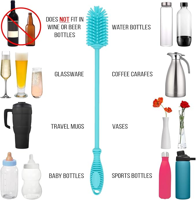 12.5” Silicone Bottle Brush & Straw Cleaner Brush Set | Water Bottle Cleaner - Image 5