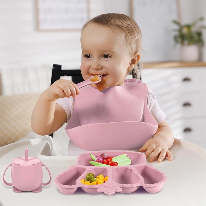 Silicone Baby Feeding Set 10 Pcs Baby Led Weaning Supplies Suction Bowl Divided - Image 7