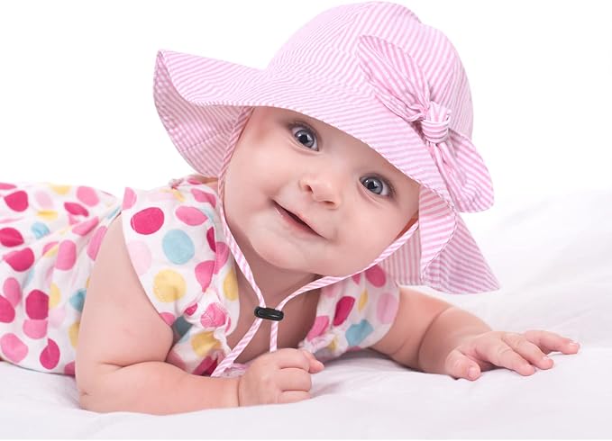 Baby Girl Sun Hat with UPF 50+ Outdoor Adjustable Beach Hat with Wide Brim - Image 5
